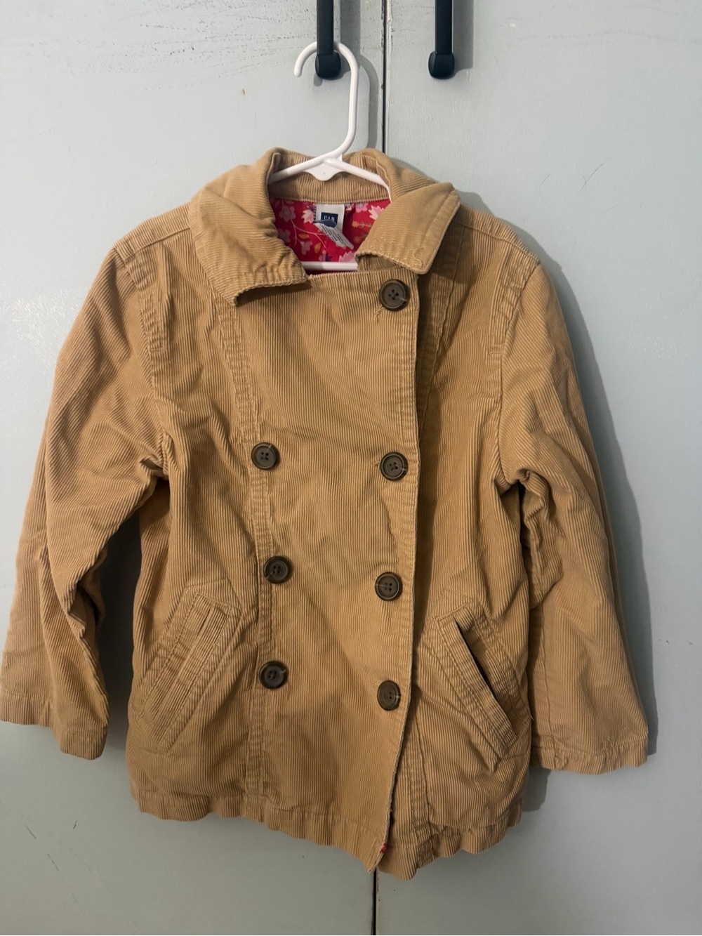 Vintage 2004 Gap Kids Corduroy Coat Girls 5 6 Floral Lined Y2K